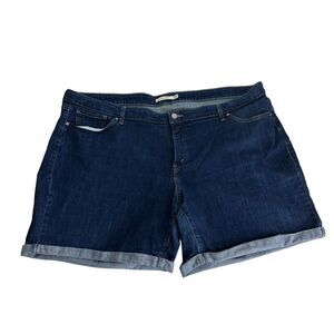 Levi’s classic rolled cuffed hem dark wash Bermuda shorts womens 24W